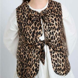 Damson Madder Leopard Print Vest with Bow Ties